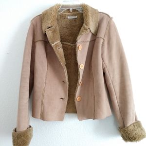 Terranova Faux Suede Coat Jacket Made in Italy Brown Size Medium Chest 36"